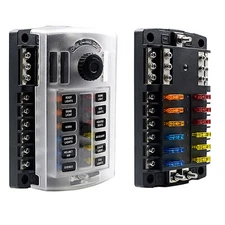 Waterproof 12-Way Auto Blade Fuse Box Block Holder LED Indicator For Car Marine
