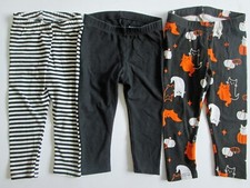 Cat Jack Lot 3 Pants Leggings 18 Months Baby Black White Halloween Stripe EUC