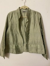CHICO'S 100 SILK OPEN FRONT BLAZER TOP BUSINESS WORSHIP WORK TRAVEL CASUAL 2/M