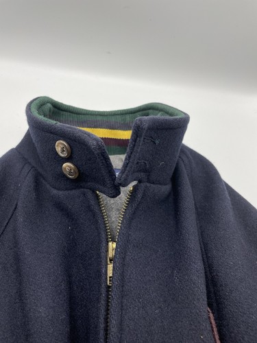 Vintage Polo Ralph Lauren Jacket Mens M Navy Bomber Wool Chinstrap Varsity Patch - Picture 7 of 11