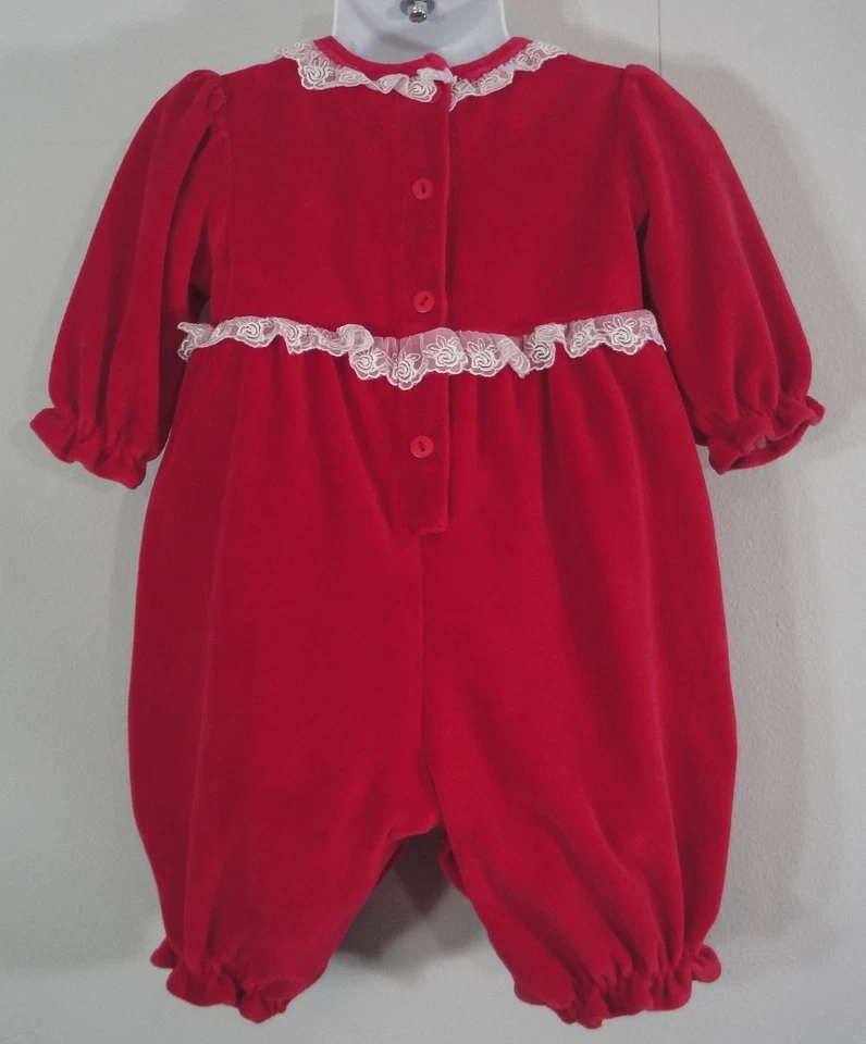 Mameluco de una pieza de pierna larga rosa de encaje blanco de felpa roja de Plaza Sésamo 3-6 meses Foto 2 de 4