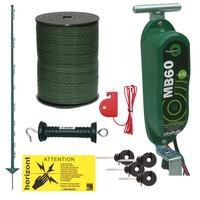 Mb60 12v Horse Fence Kit With Tall 4' Double Footplate Green Posts & 20mm Tape Mb60 12v Horse Fence Kit With Tall 4' Double Footplate Green Posts & 20mm Tape