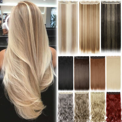 US 1Pcs Real Thick Clip in Hair Extension 3/4 Full Head 100% Natural Long 16-30''