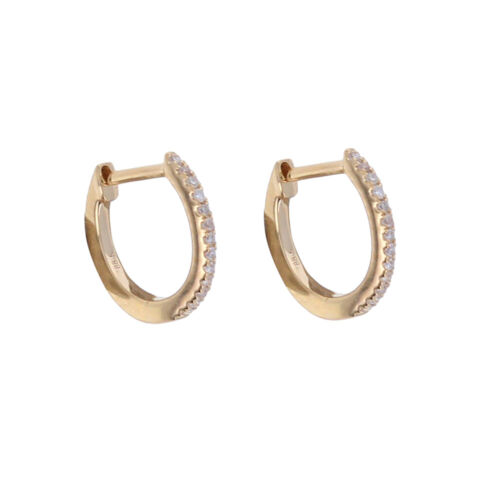 Diamond Huggies, 14kt Yellow / White Gold, Fine Jewelry, Mini Diamond Earrings - Picture 11 of 11