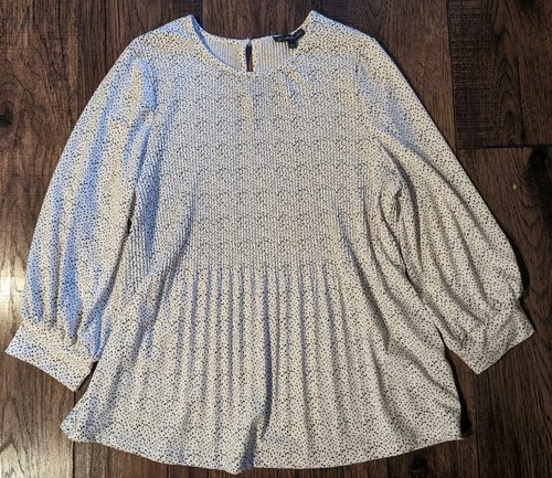 Adrianna Papell gepunktetes Blusentop Stretch Strick weiß & schwarz Damen Large - Bild 1 von 18