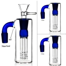 18mm 90° Blue Dry Ash Catcher Blue For Glass Water Pipe Bong Bubbler+18mm bowl
