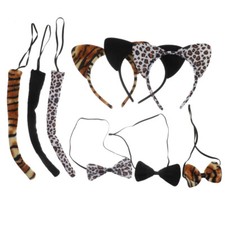 9PCS Halloween Costume Cosplay Leopard Tiger Necklace Cartoon Costumes for Kids
