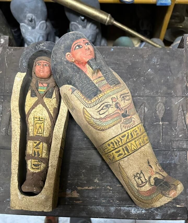Ancient Egyptian mummy coffin statue from BC era
