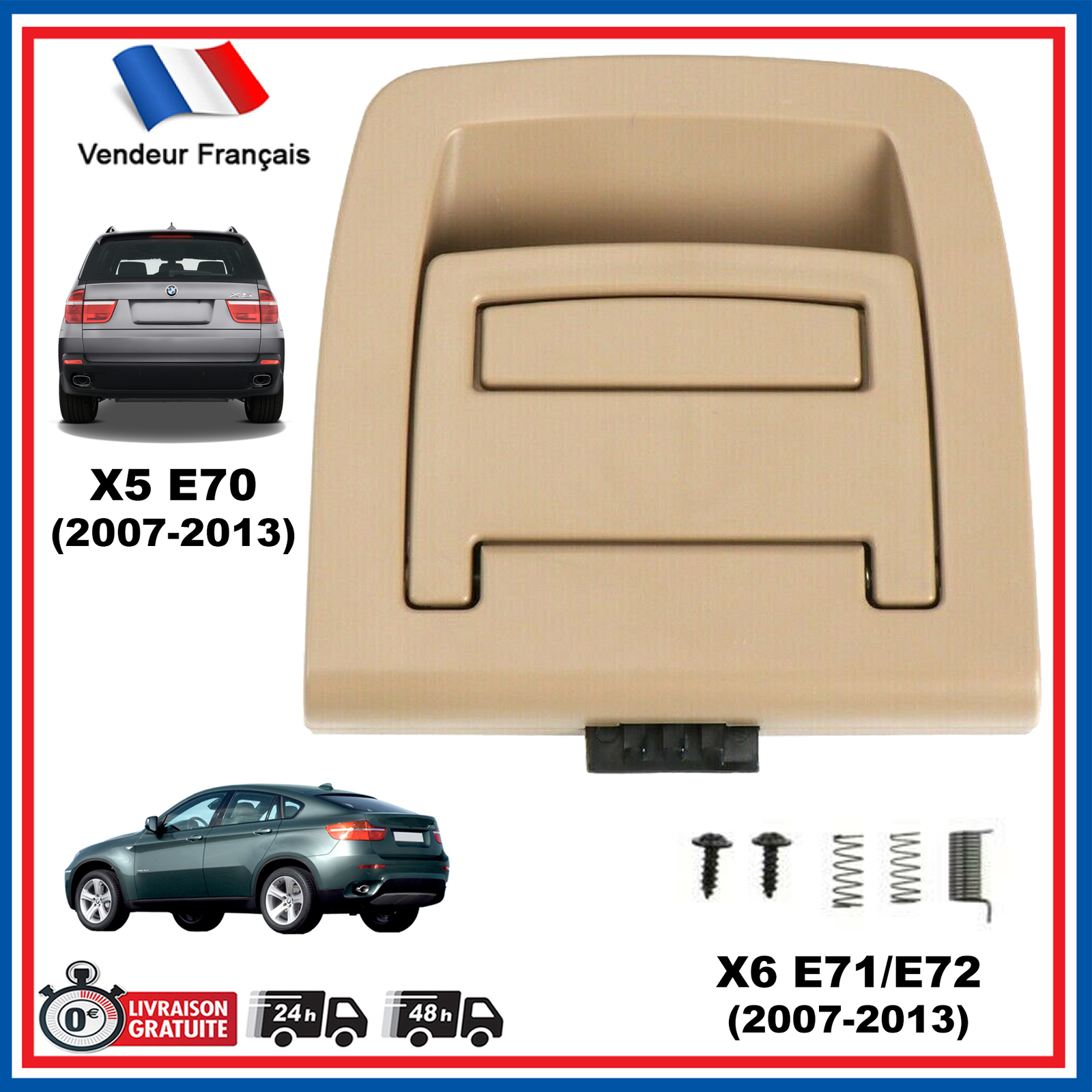 Poignée beige de coffre pour BMW X5 E70, idéale pour charger vos bagages de vacances