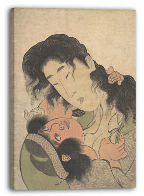 Kunstdruck Kitagawa Utamaro - Yamauba Spiel mit dem jungen Kintoki