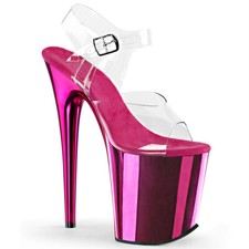 Women's Super High Heels Platform Clubwear Shoes Clear Ankle Strap Sandals Dance
