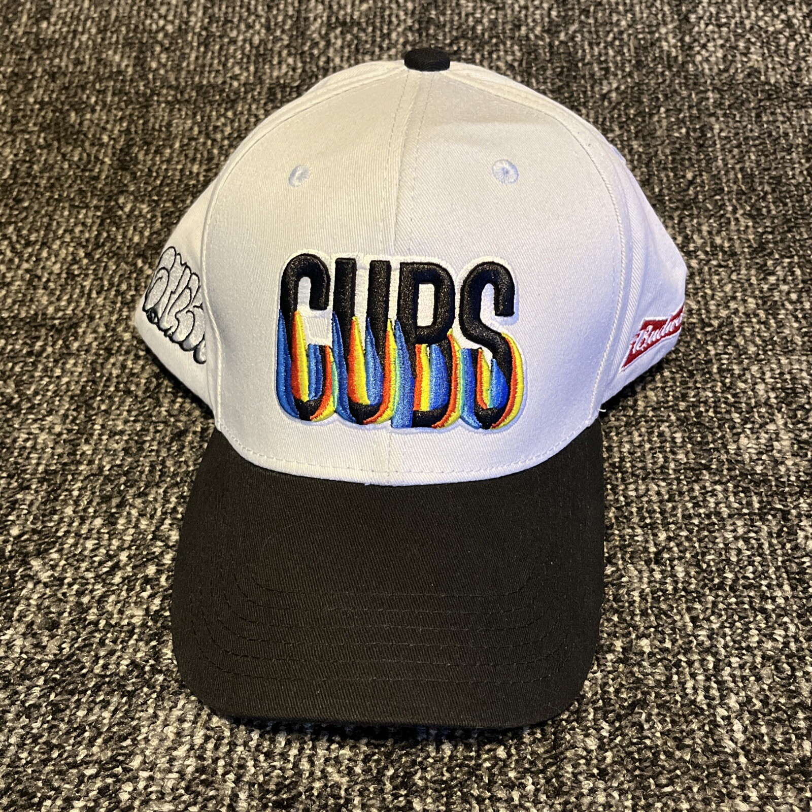 Melonwear Chicago Cubs Budweiser Pride Adjustable Hat Stuk One Gray Black SGA