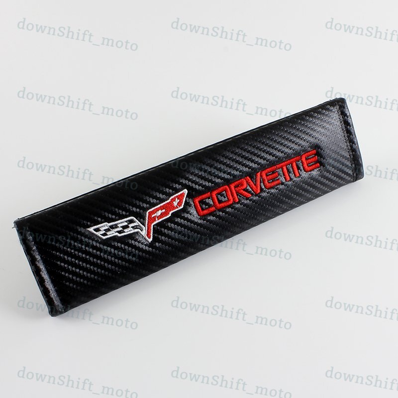 Carbon Fiber Look Embroidery SET of Seat Belt Cover Shoulder Pads for