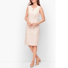 Talbots Biscay Fresh Stripe Sheath Dress 16P Petite Pink Cream Office Workwear