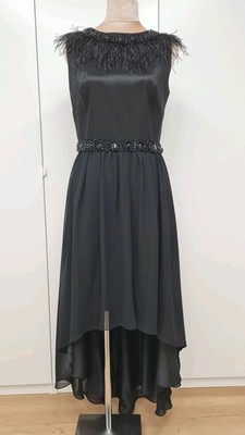 NEU - Kleid Damen Gr. 38 Marke Apart Abendkleid mit Federn schwarz Vokuhila