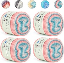 Aeelike 400g Farbverlaufsgarn Häkelgarn Baumwolle, 245m Super leichte Gradient