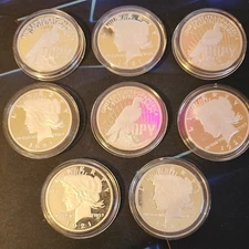 LOT OF 10 - Copy 1921 Peace Dollar $1 Frosted Proof  in Display Capsiles