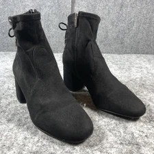 Franco Sarto Boots Womens Size 7.5 Black L-Josey Ankle Booties Block Heel Zip