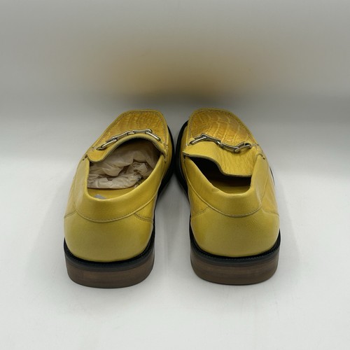 NEW Forli Mens Genuine Crocodile Loafer Shoes Yellow Slip On SZ 9 - Picture 9 of 13