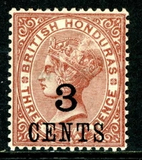 British Colonies 1888 QV Honduras 3¢/3¢ Brown Scott #29 Mint X113