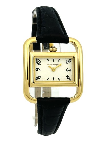 BCBGMAXAZRIA Ladies BG6005 Classic Slim YGP Case Black Leather Strap Watch - Picture 3 of 23