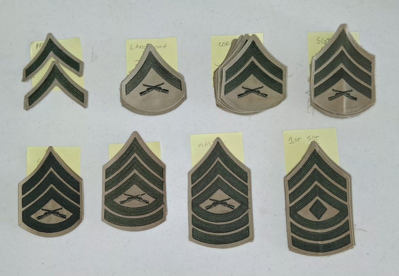 USMC Khaki Shirt Rank Patch Lot