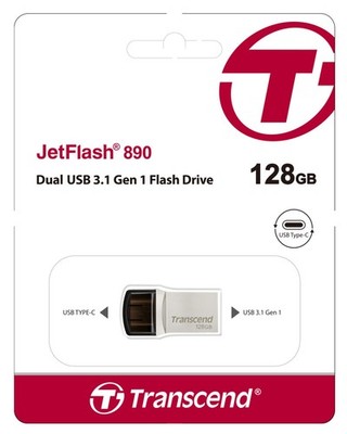 Transcend JetFlash 890 128 GB OTG USB Typ-C USB 3.1 TS128GJF890S 128GB 890S OVP