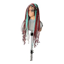 Women s Synthetic Curly Braided Wig Red/Turquoise Fashion Hairpiece