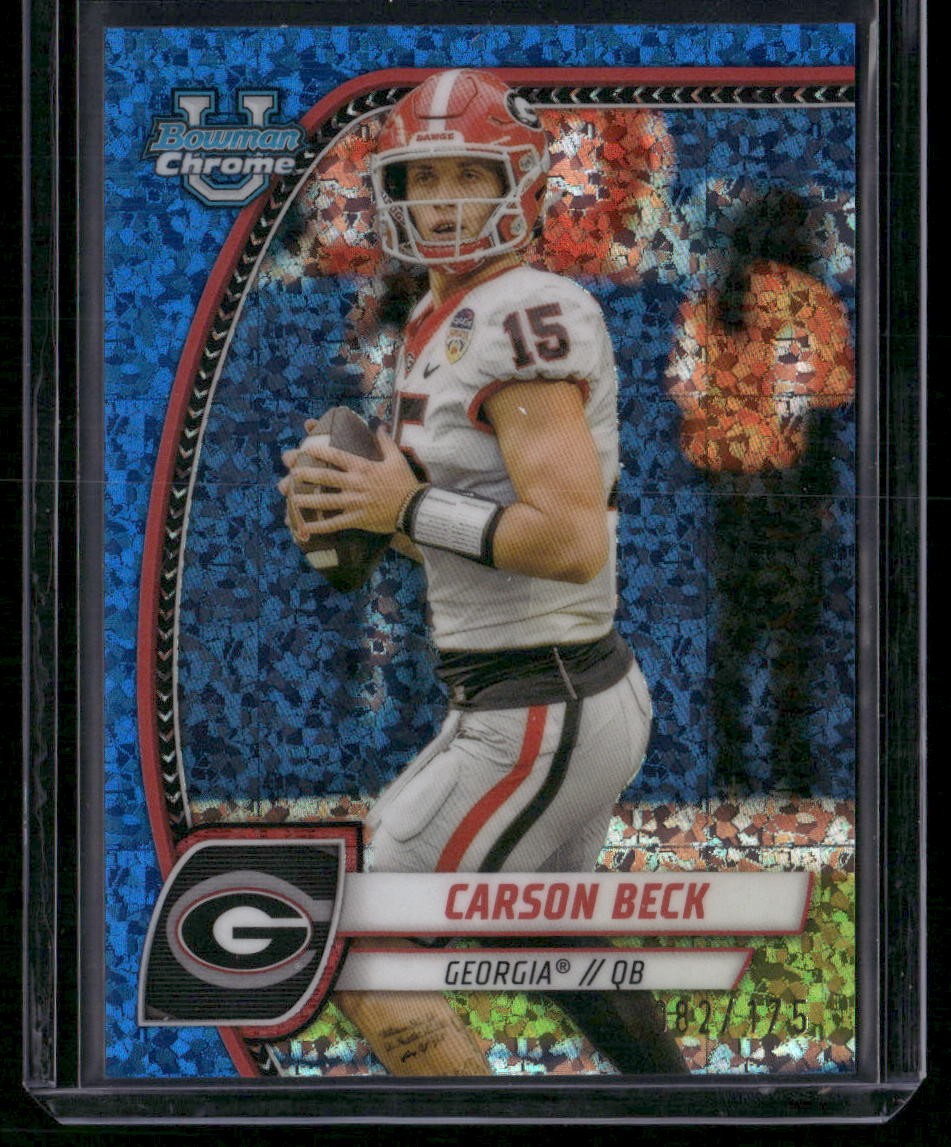 2024 Bowman University Chrome #2 Carson Beck Blue Mini-Diamond Refractor #/175