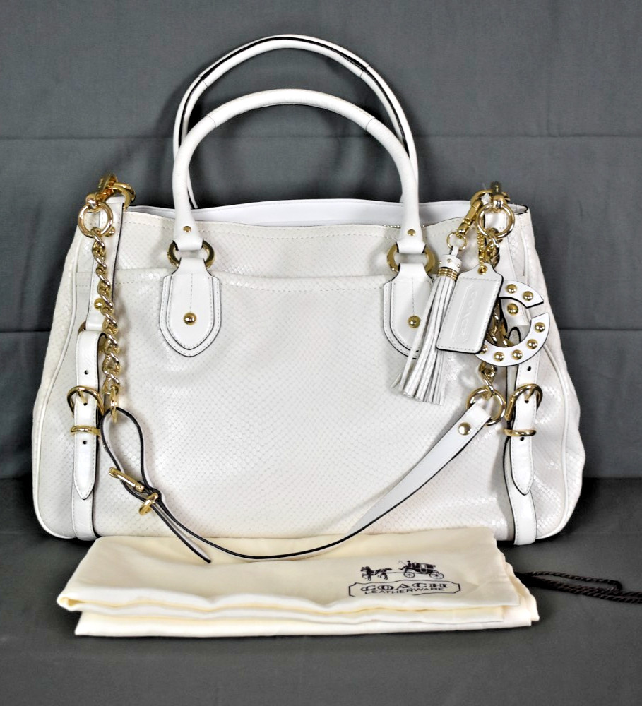 Pre Owned COACH Embossed Exotic Python Sierra Whi… - image 5
