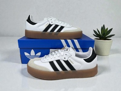 adidas Sambae White Black Gum JI1349 Women's Size 7.5 New Platform Samba