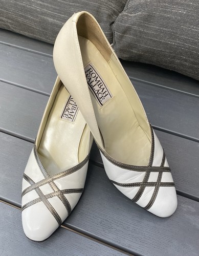 Rombah Wallace Pearlised Cream Leather Court Shoes UK Size 5