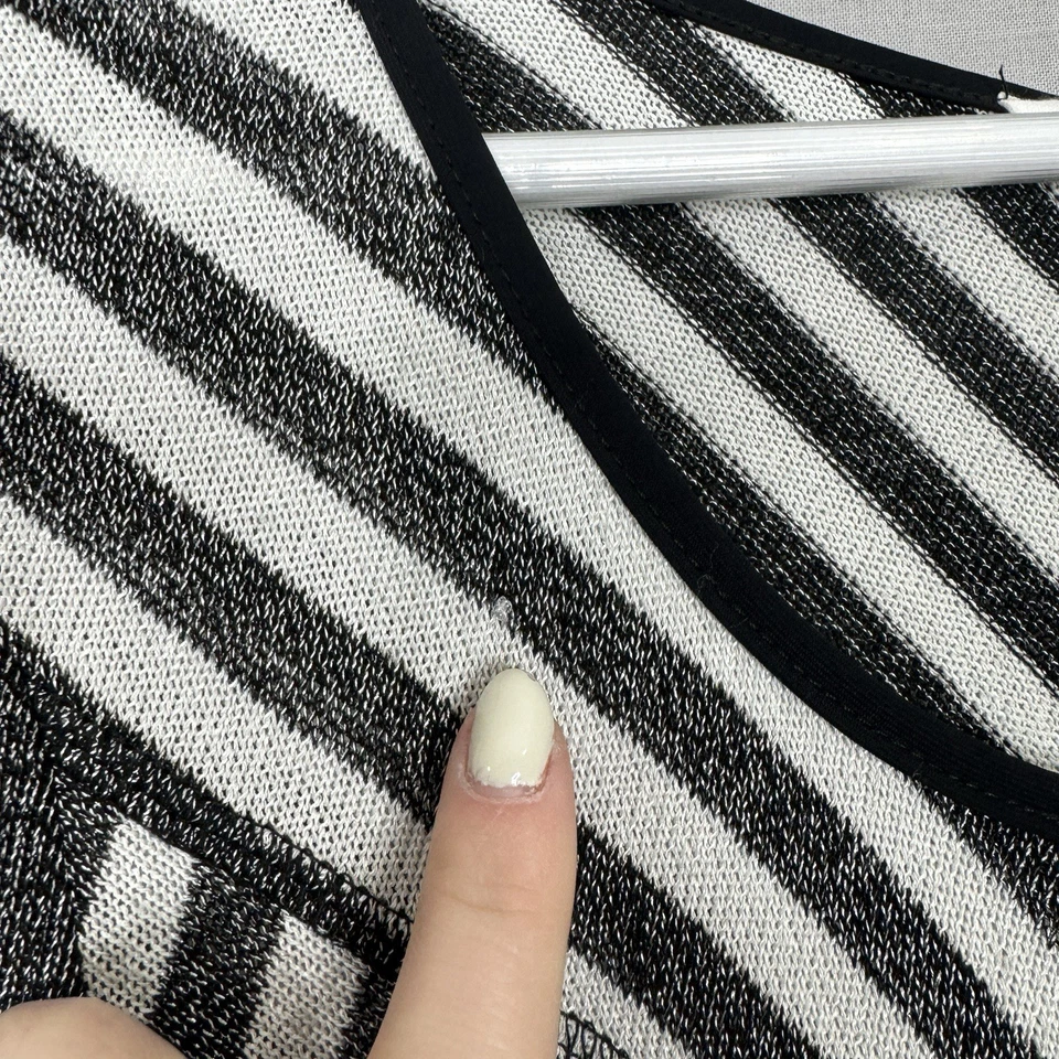 Vestido feminino Deca Paris 3/EUA 10 preto midi listrado em camadas Lagenlook artístico funky - Imagem 3 de 4