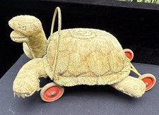 Vtg 1950's Rare Large Childs Steiff Turtle Ride-On Wheels Pull Toy HTF Needs TLC