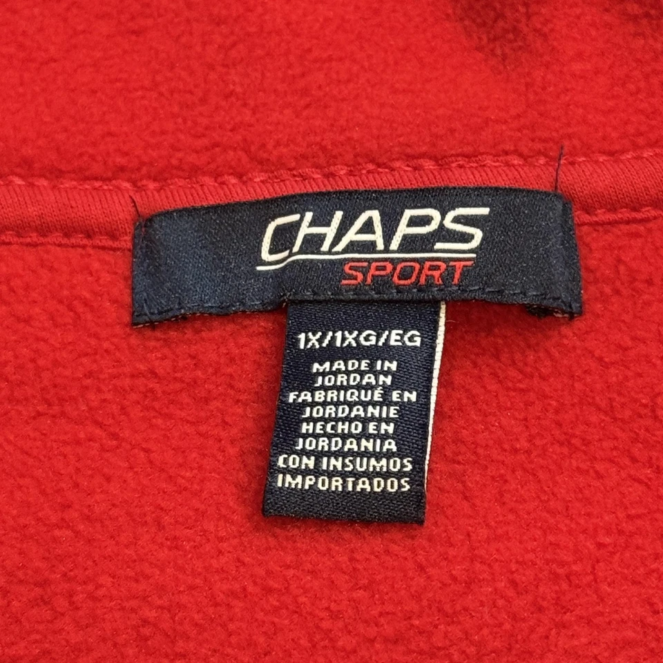 Chaps Vest Womens 1X Red Fleece Full Zip Sleeveless Pocket Sport Outdoor NEW - Image 2 of 4