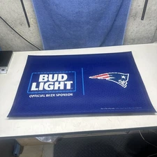 NIB BUD LIGHT BEER NEW ENGLAND PATRIOTS RUBBER FLOOR MAT BUDWEISER 34.5” X 23”