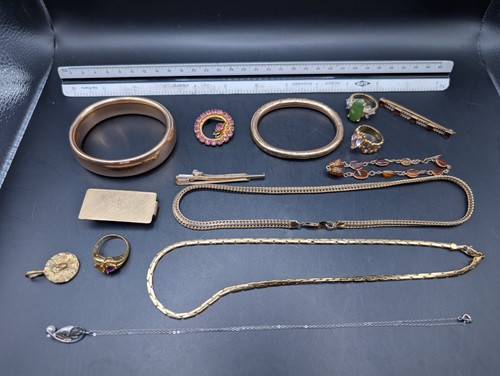 🔥 HUGE GOLD FILLED JEWELRY LOT ALL WEAR SIGNED VICTORIAN HEAVY BANGLES DESIGNER - Picture 22 of 24