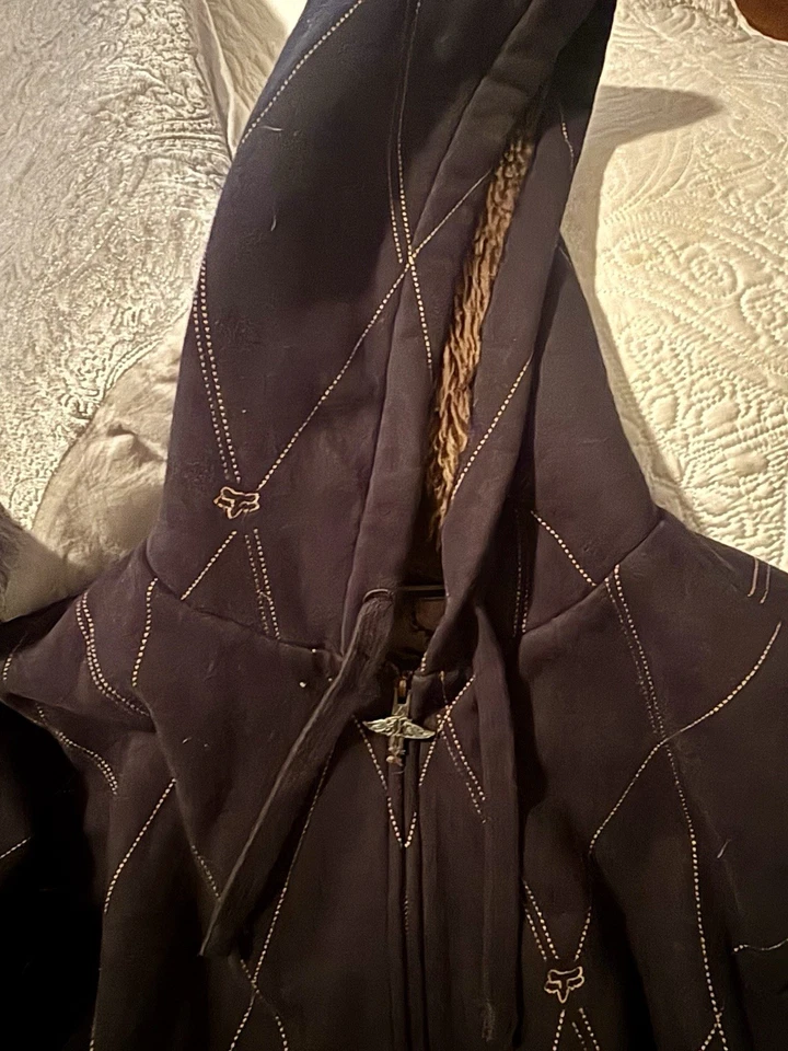 Moletom com capuz vintage anos 2000 FOX RACING Sasquatch forrado de pele argyle com zíper G - Imagem 3 de 4