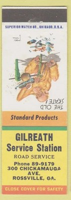Matchbook Cover - Gilreath Standard oil gas Rossville GA monkey grinder