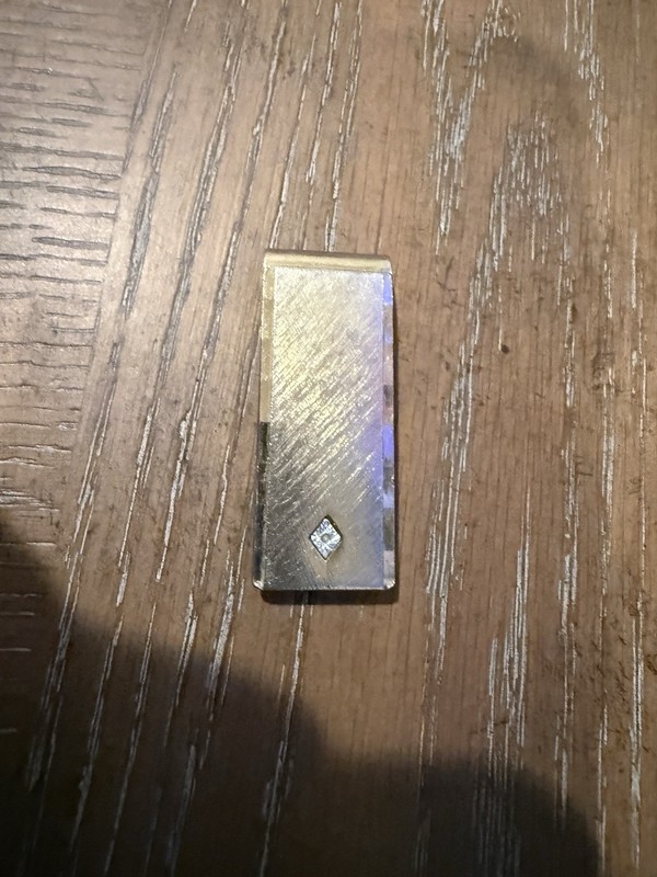 White Rhinestone Gold Tone Vintage Money Clip !!!