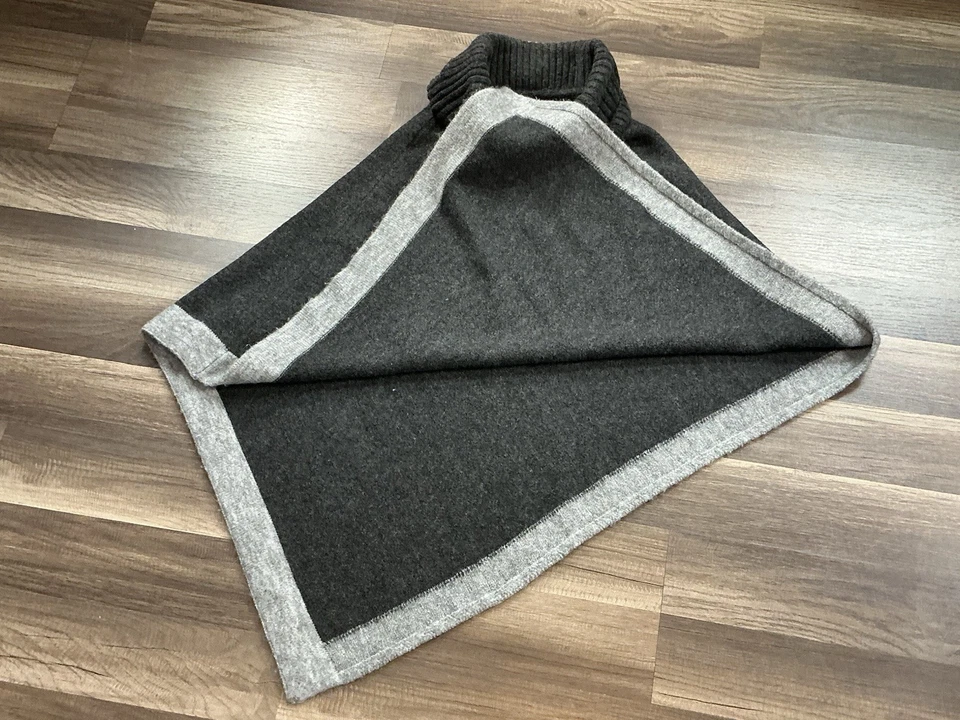 Poncho Ann Taylor Mujer Gris Oscuro LT Gris Bloque de Color Cuello Alto XS/S Minimalista Foto 4 de 4