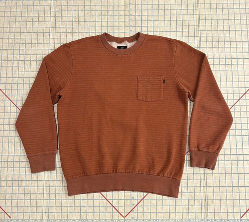 Obey Striped Orange Pocket Crew Neck Sweatshirt Medium Y2K VTG EUC Skate