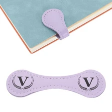 Personalized Magnetic Leather Bookmark, 26 Letters Bookmark, (Purple/V)