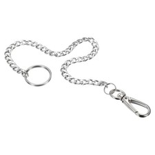10" Flat Keychain with Keyring Clasp Stainless Steel Belt Loop Clip, Silver