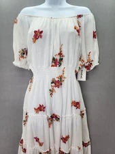Anthropologie Kindred XL Embroidered Tiered Boho Maxi White Dress Lined