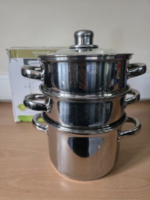 KitchenCraft 3 Ebenen Dampfgarer Pfanne/Suppentopf in Geschenkbox, 18 cm 7 Zoll