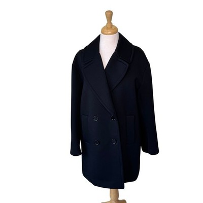'S MAXMARA Ponte Knit Double Breasted Peacoat Black Size Large