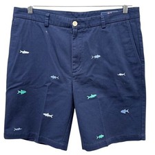 Vineyard Vines Mens 36 Navy Blue Shark Embroidered 9 Inch Breaker Shorts