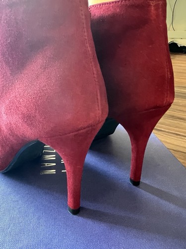 STUART WEITZMAN 4.5 M Red Suede Bootie With Side Zip * NEW With Box - Picture 4 of 5