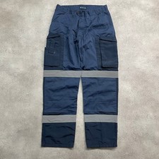 Aqua Cargo Trousers Mens 34" Reflective Hi-Vis Workwear Pants, Navy